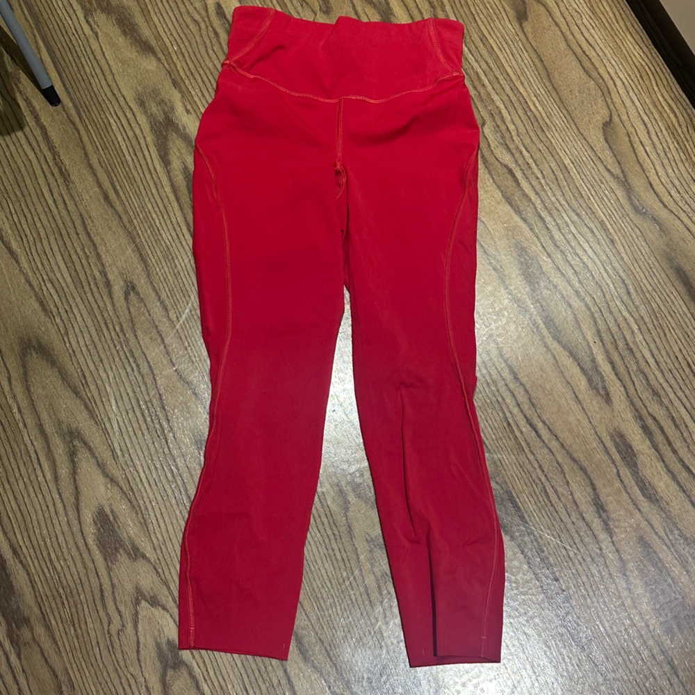 Lululemon Vibrant Red Fast and Free Crop Leggings